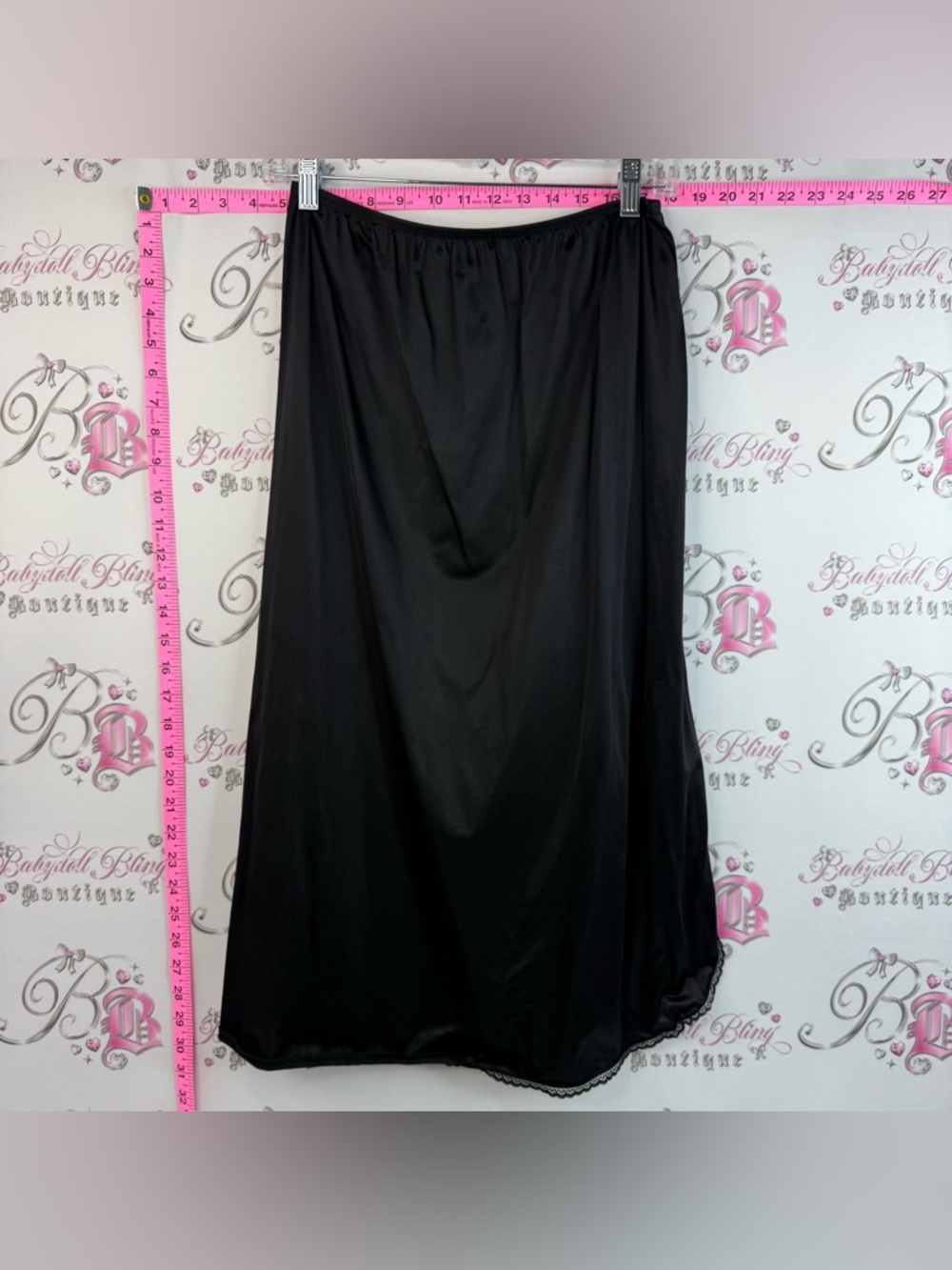 Skirt shiny lace Lightweight Low Rise Black Half Slip Skirt Lace Trim On Bottom